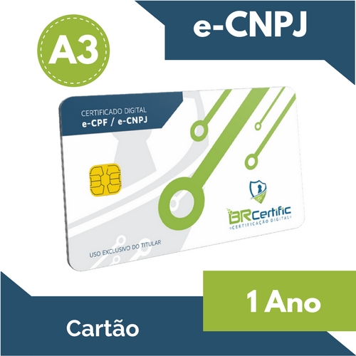 CERTIFICADO DIGITAL e-CNPJ A3 1 ANO + CARTÃO