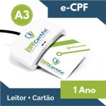 CERTIFICADO DIGITAL e-CPF A3 1 ANO + LEITOR + CARTÃO