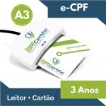 CERTIFICADO DIGITAL e-CPF A3 3 ANOS + LEITOR + CARTÃO