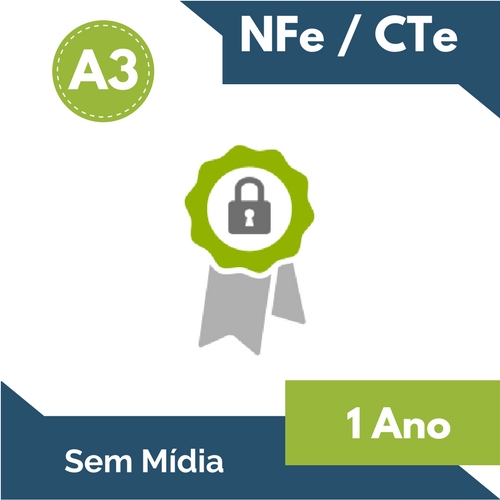 CERTIFICADO DIGITAL NFe/CTe A3 1 ANO