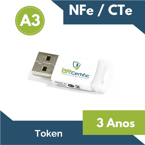 CERTIFICADO DIGITAL NFe/CTe A3 3 ANOS + TOKEN